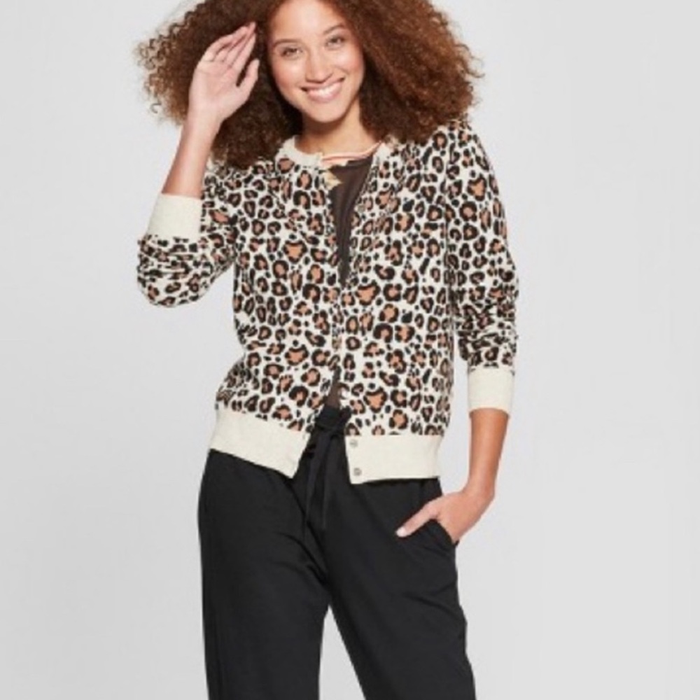 A New Day Leopard Print Button Down Cardigan (XXL)